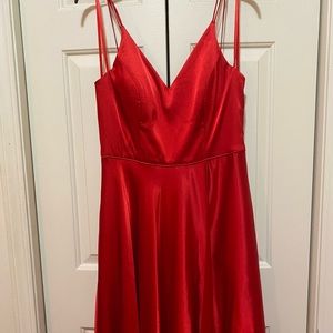 Red prom dress,puffy,slit,once worn